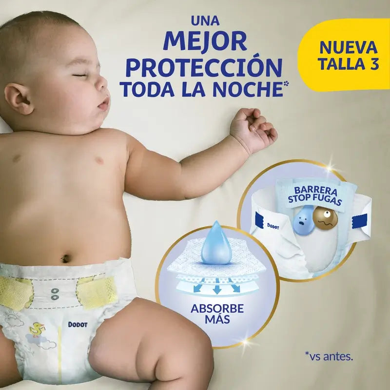 Dodot Sensitive Talla 3+, Para Bebé, 7Kg-11Kg , 112 pañales