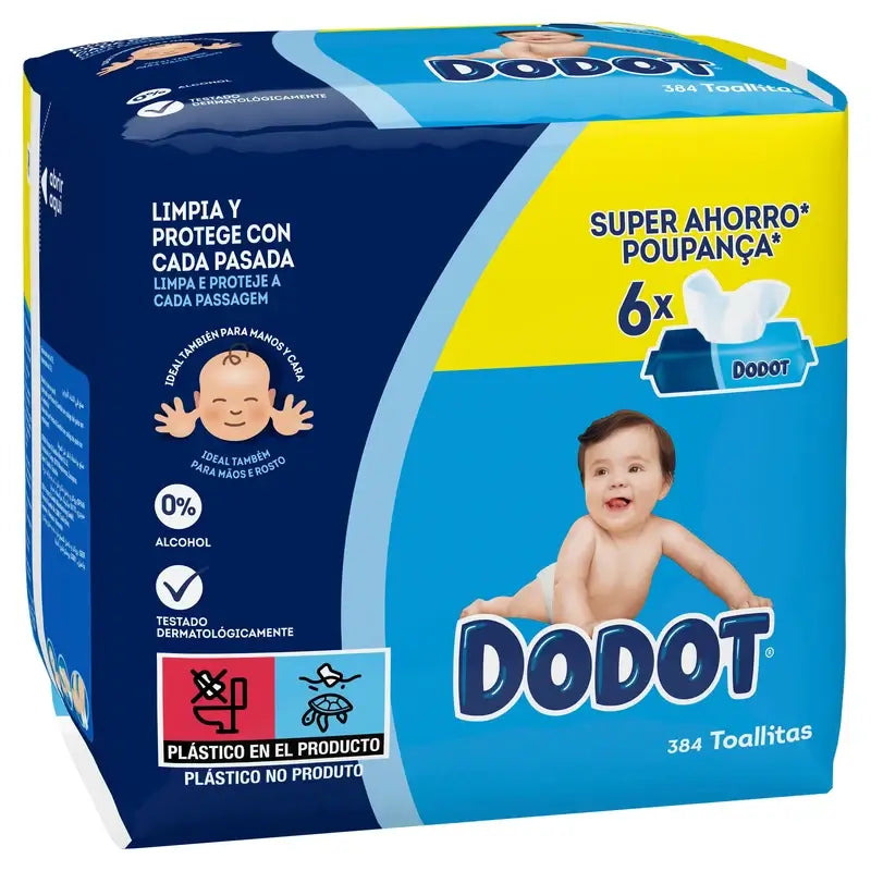 Dodot Toallitas Para Bebé 6 Paquetes, 384 Toallitas