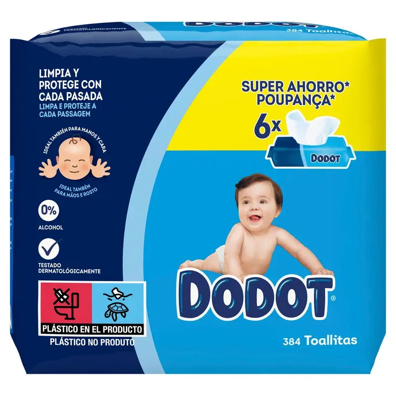 Dodot Toallitas Para Bebé 6 Paquetes, 384 Toallitas