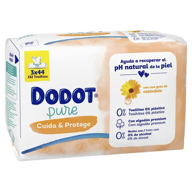 Dodot Toallitas Pure Cuida & Protege Para Bebé, 132 toallitas