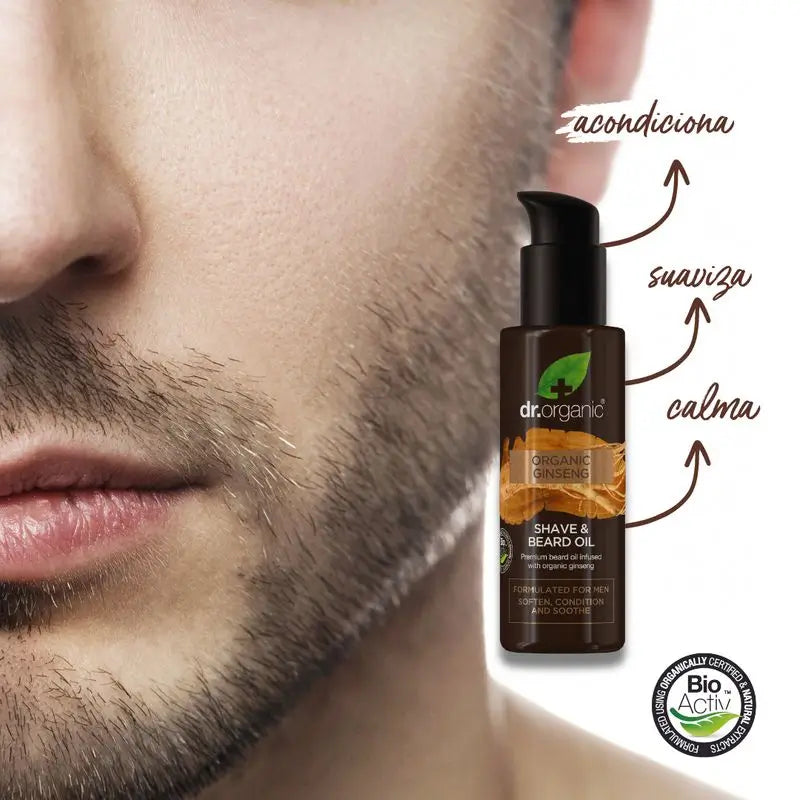 Dr. Organic Aceite De Barba Y Afeitado Organic Ginseng 50Ml.