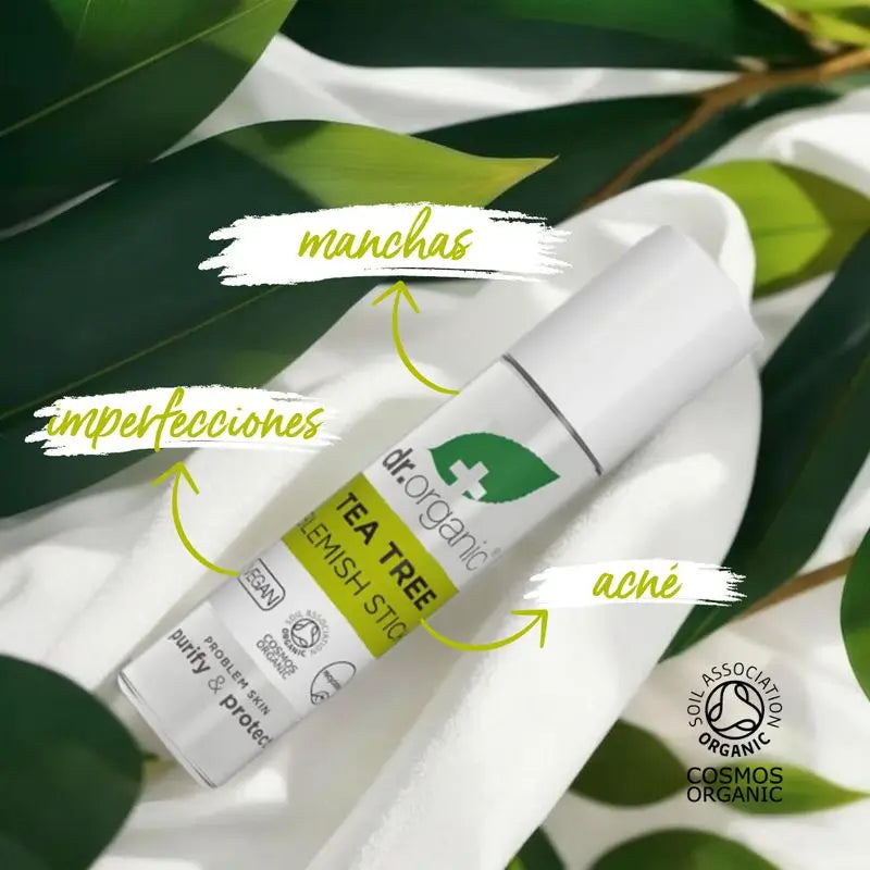 Dr.Organic Árbol De Té Stick Para Granos E Imperfecciones Piel Acneica O Grasa, 8 gr