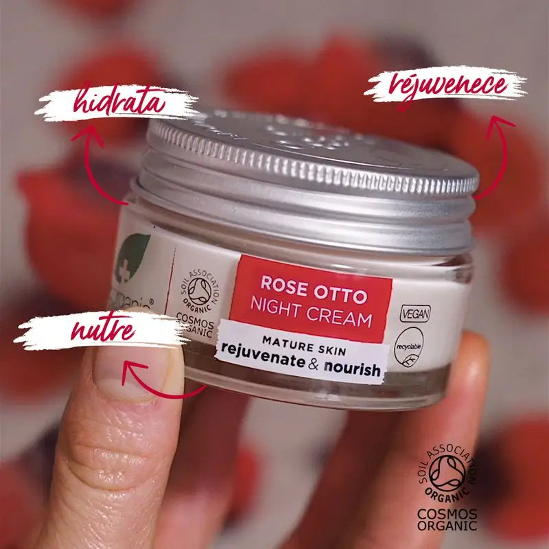 Dr.Organic Rosa Damascena Crema De Noche Piel Madura, 51 ml