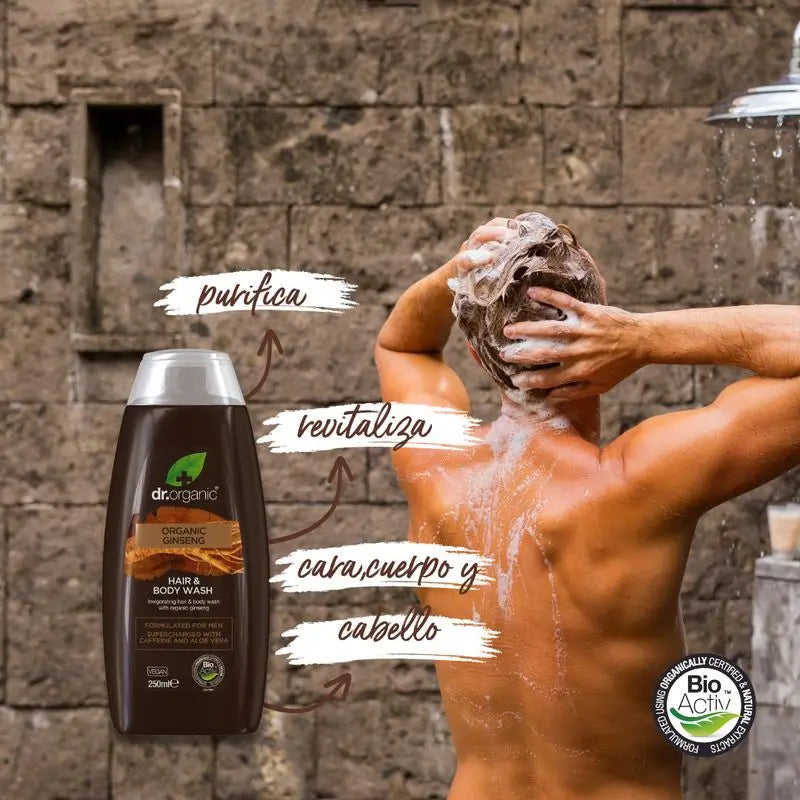 Dr. Organic Gel De Baño Y Cabello Organic Ginseng 250Ml.