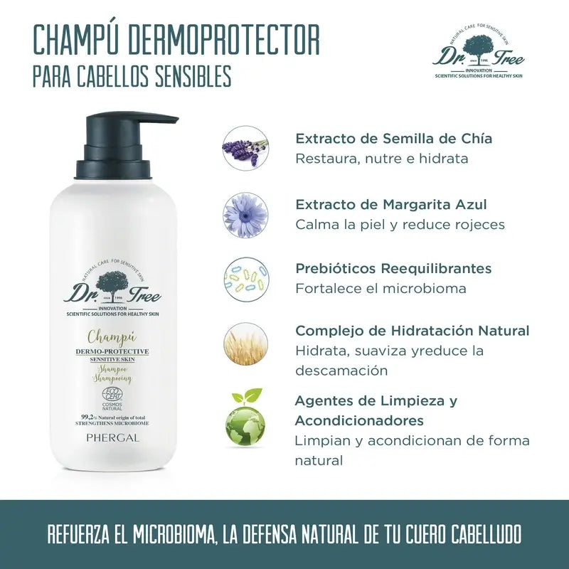 Dr. Tree Champu Dermoprotector Natural Cuero Cabelludo Sensible 400 Ml