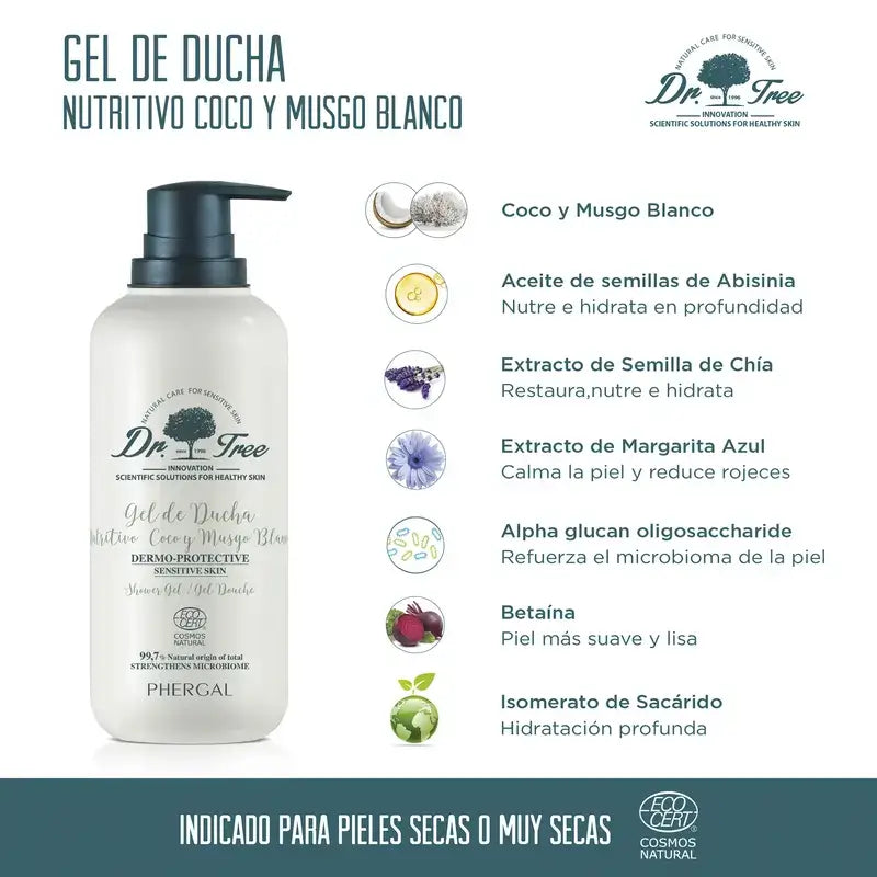 Dr. Tree Gel De Ducha Coco Natural Nutritivo Piel Sensible 500Ml