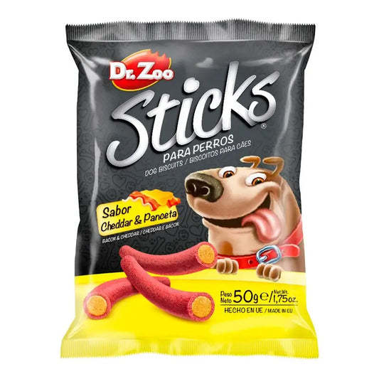 Dr ZOO Perro Sticks Cheddar Panceta 24X50Gr