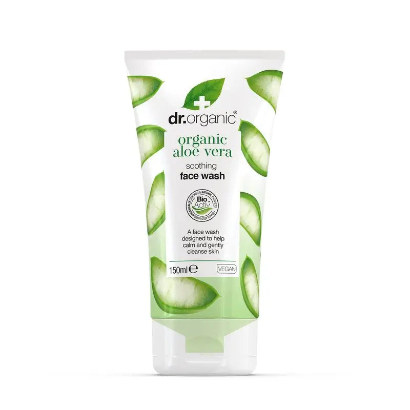 Dr.Organic Aloe Vera Limpiador Facial Suave, Calmante, Regenerador, 125 ml