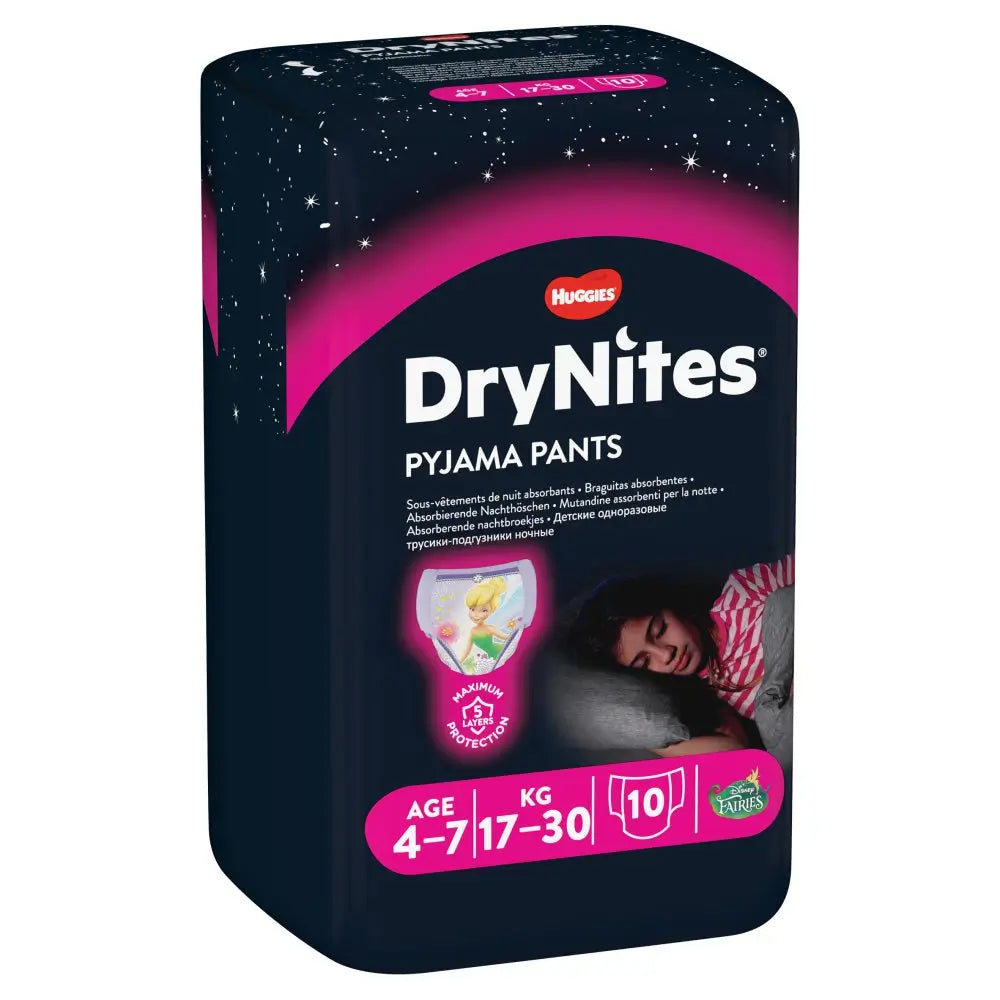 Drynites Pañal Niña 4-7 Años (17-30Kg), 10 Unidades