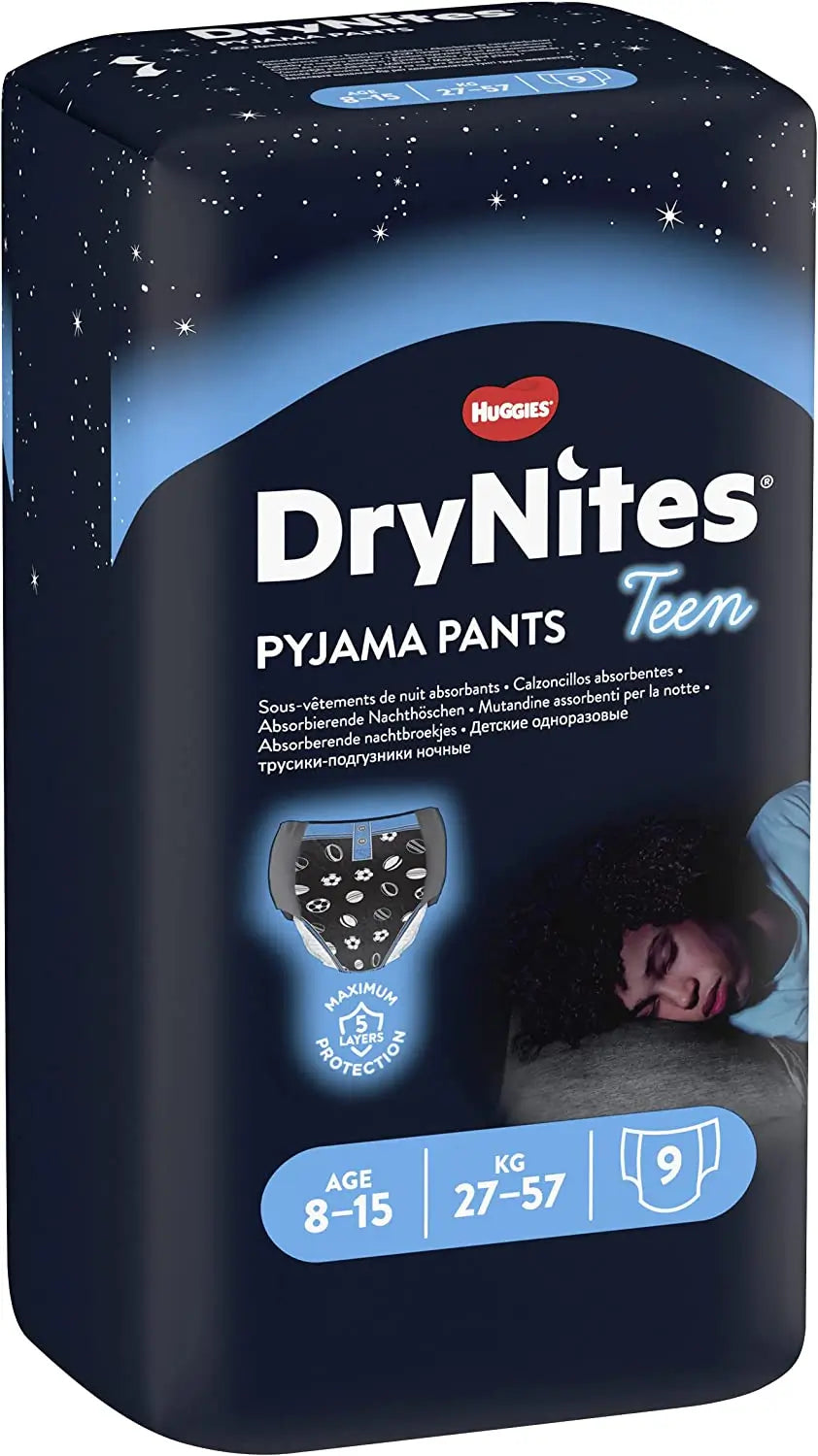 Drynites Pañal Niño 8-15 Años (27-57 Kg), 9 Unidades