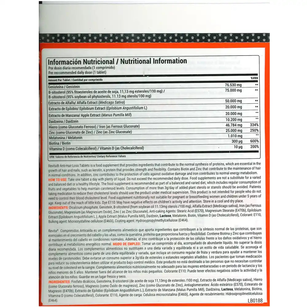 Ds Laboratories Revita Comprimidos Anticaída, 90 uds