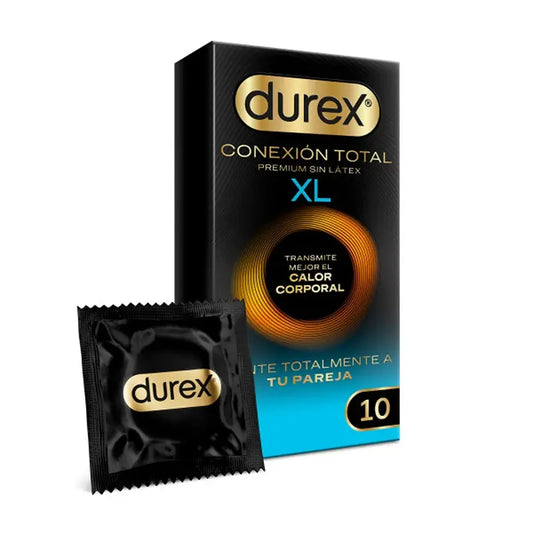 Durex Conexión Total XL Preservativo Ultra Fino Plus Sin Látex Tecnología Body Feel, 10 Preservativos