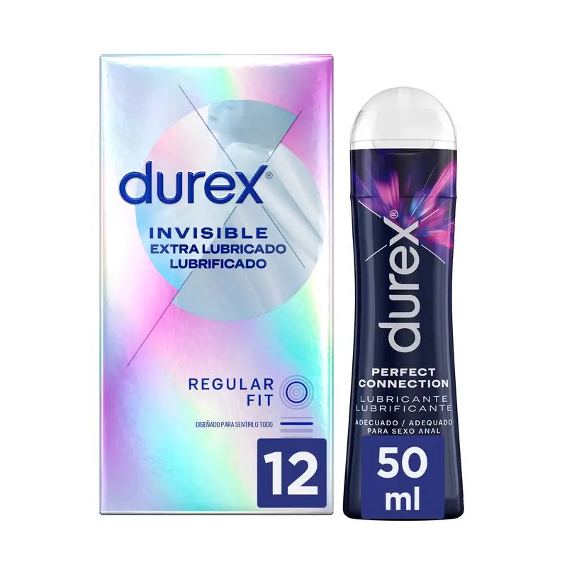 Durex Invisible Extra Lubricado 12 Preservativos + Lubricante Perfect Connection 50 ml