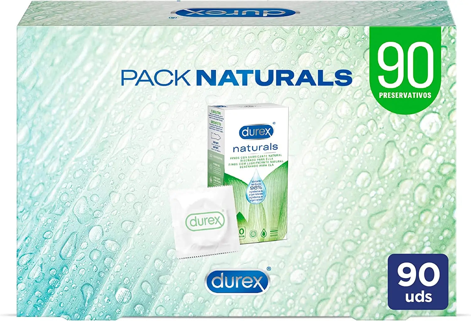 Durex Preservativos Con Lubricante Natural De Base Agua, Diseñado Para Ella, Pack 90 Condones