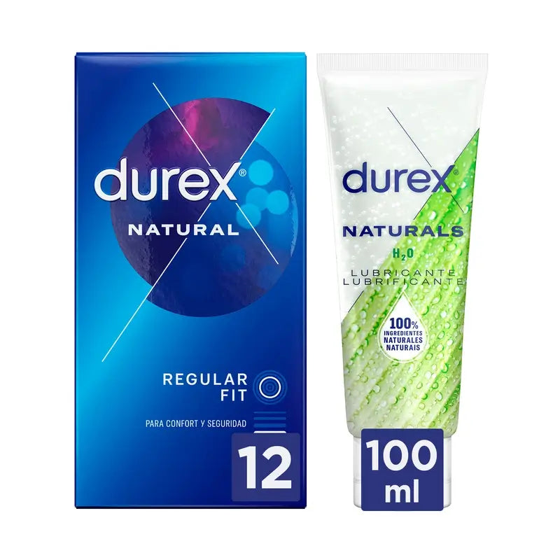 Durex Pack 12 Preservativos Naturales + Lubricantes Naturals 100 ml