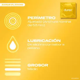 Durex Preservativos Saboreame con Sabores Afrutados - Fresa, Plátano, Naranja y Manzana 12 unidades