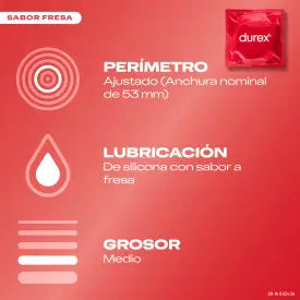 Durex Preservativos Saboreame con Sabores Afrutados - Fresa, Plátano, Naranja y Manzana 12 unidades