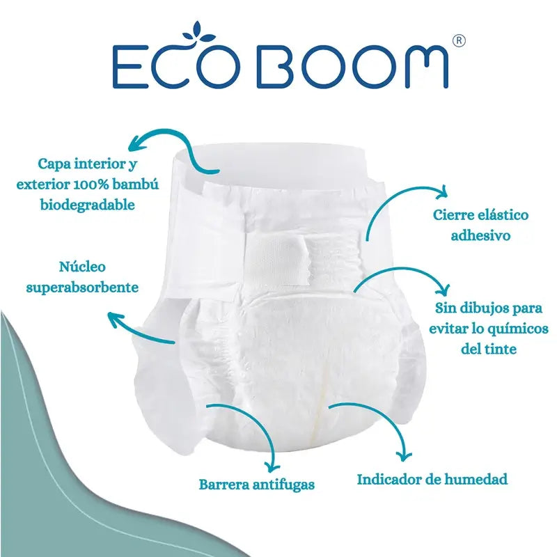 Eco Boom Pañal De Bambú Pure L 4, 30 unidades