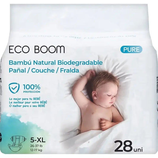 Eco Boom Pañal De Bambú Pure Xl 5, 28 unidades