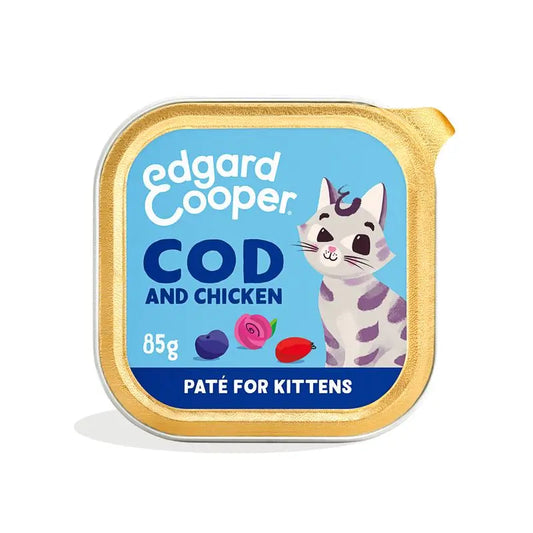 Edgard & Cooper Comida Húmeda Para Gatos Kitten 16x85g Bacalao Certificado Msc