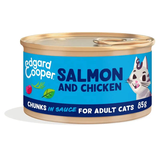 Edgard & Cooper Comida Húmeda Para Gatos 18x85g Trocitos De Salmón Del Pacífico