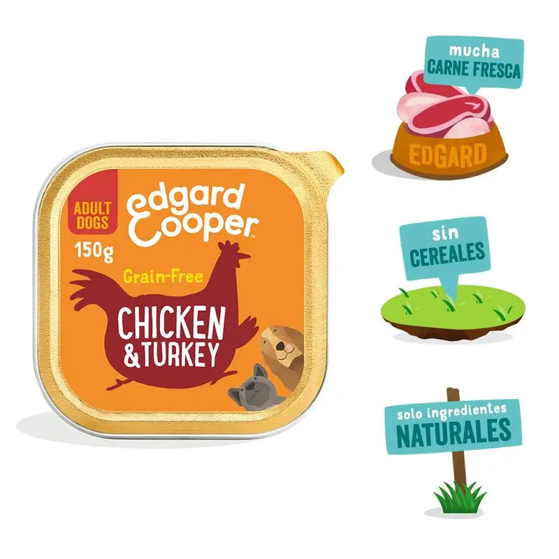 Edgar & Cooper Comida Húmeda Para Perros 11x150g Pollo Y Pavo, Manzana, Arándanos Rojos Y Zanahoria