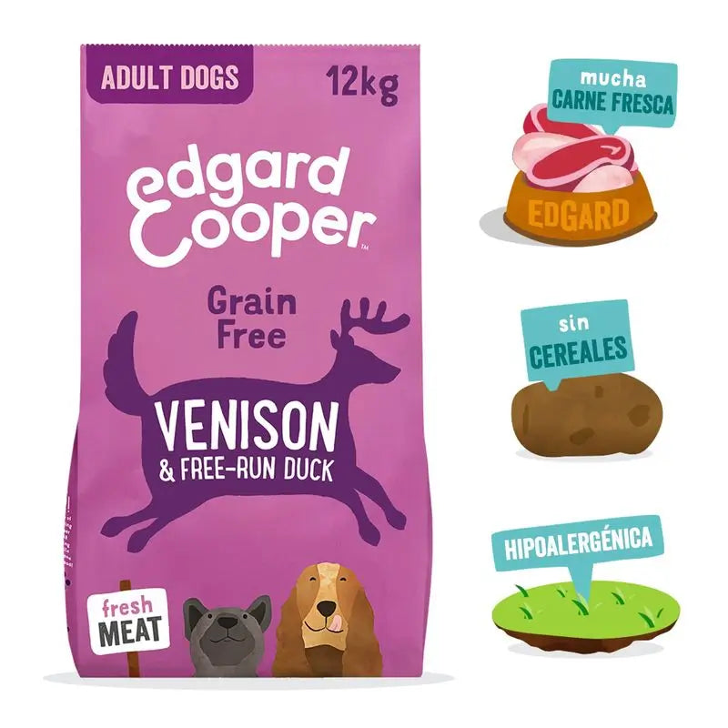 Edgar & Cooper Pienso Para Perros 12kg Carne De Venado Y Pato De Granja, Manzana, Remolacha, Pera Y Arándanos Frescos