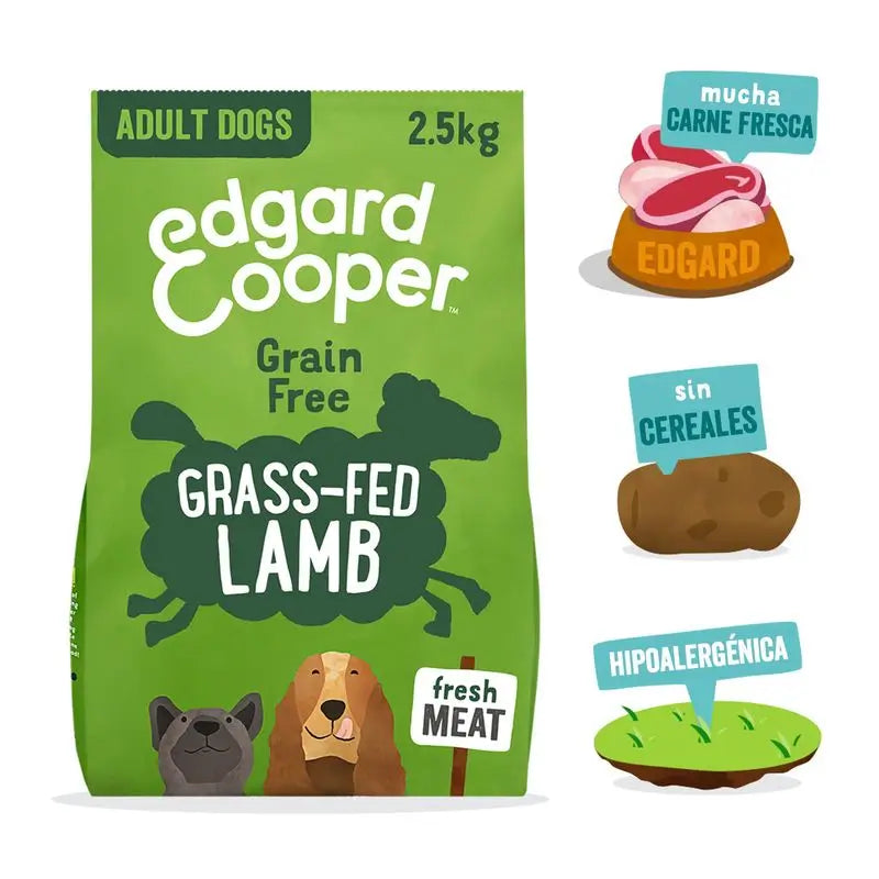 Edgar & Cooper Pienso Para Perros 2.5kg Cordero Alimentado Con Pasto, Manzana, Zanahoria, Remolacha Y Arándanos Frescos