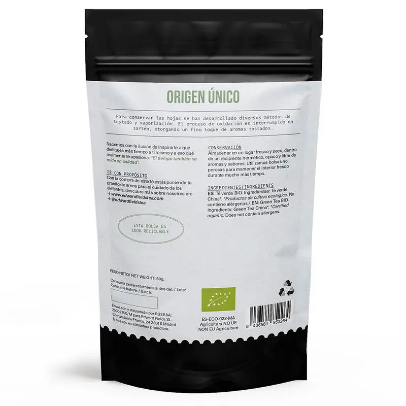 Edward Fields Tea Té Verde  Ecológico A Granel 30 Tazas , 60 gr