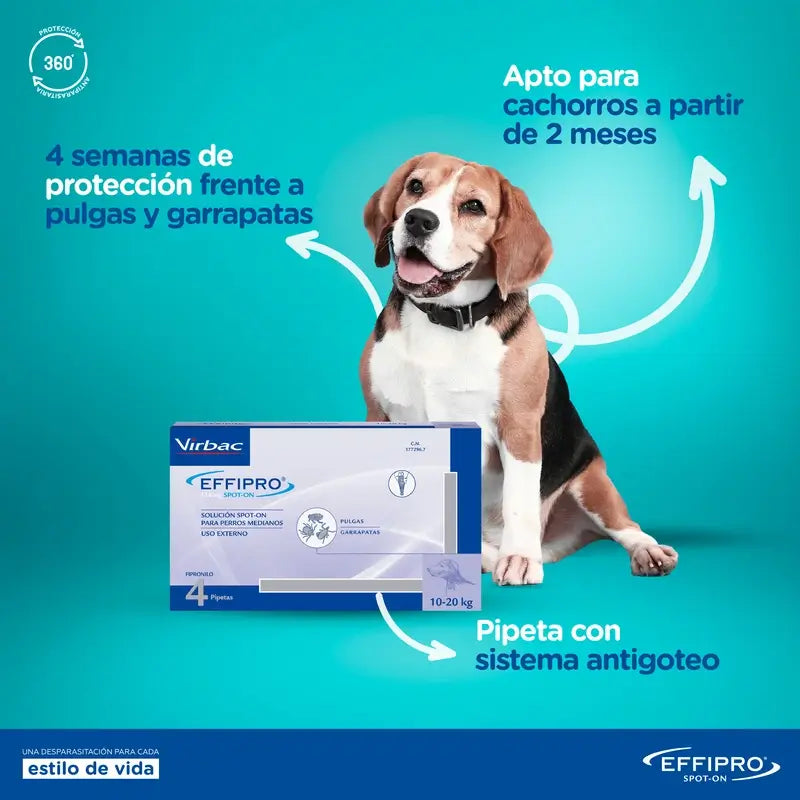 Effipro 134 Mg Spot-On Perros Medianos 10-20 kg, 24 Pipetas