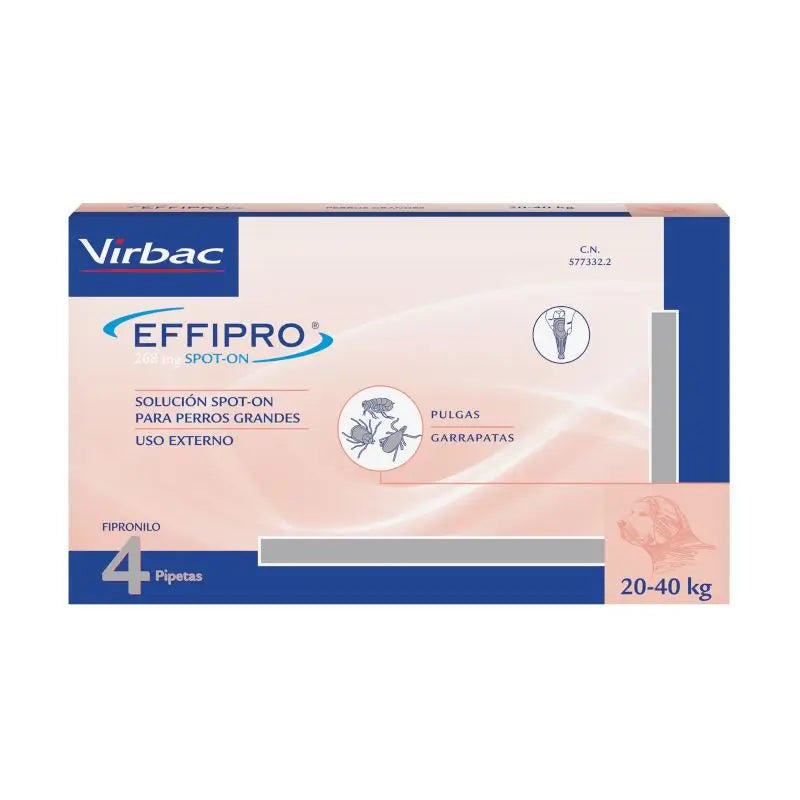 Effipro 268 Mg Spot-On Perros Grandes 20-40Kg, 4 Pipetas