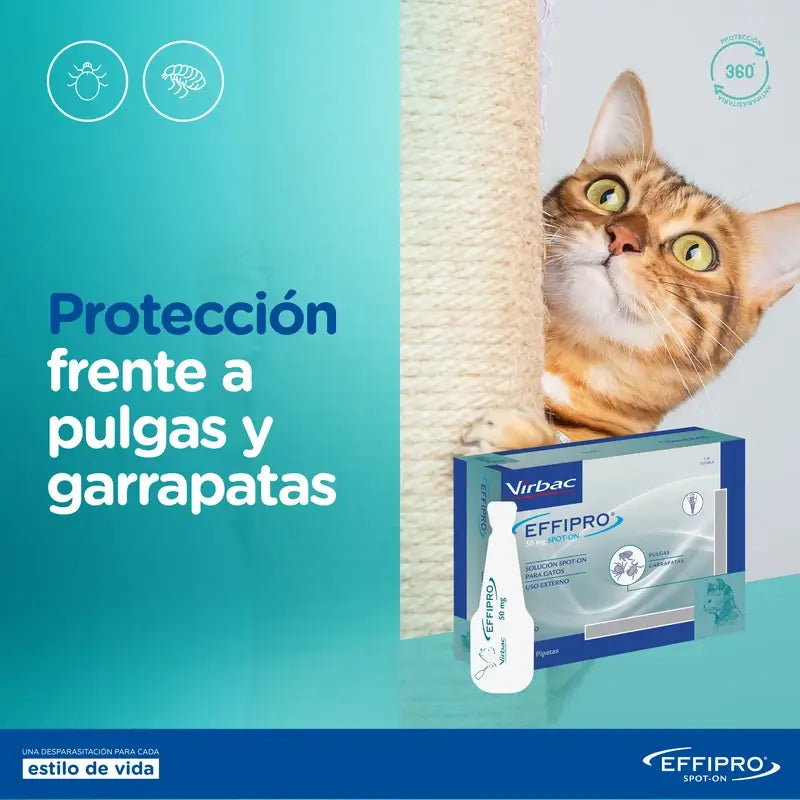 Effipro 50 Mg Spot-On Gatos, 4 Pipetas