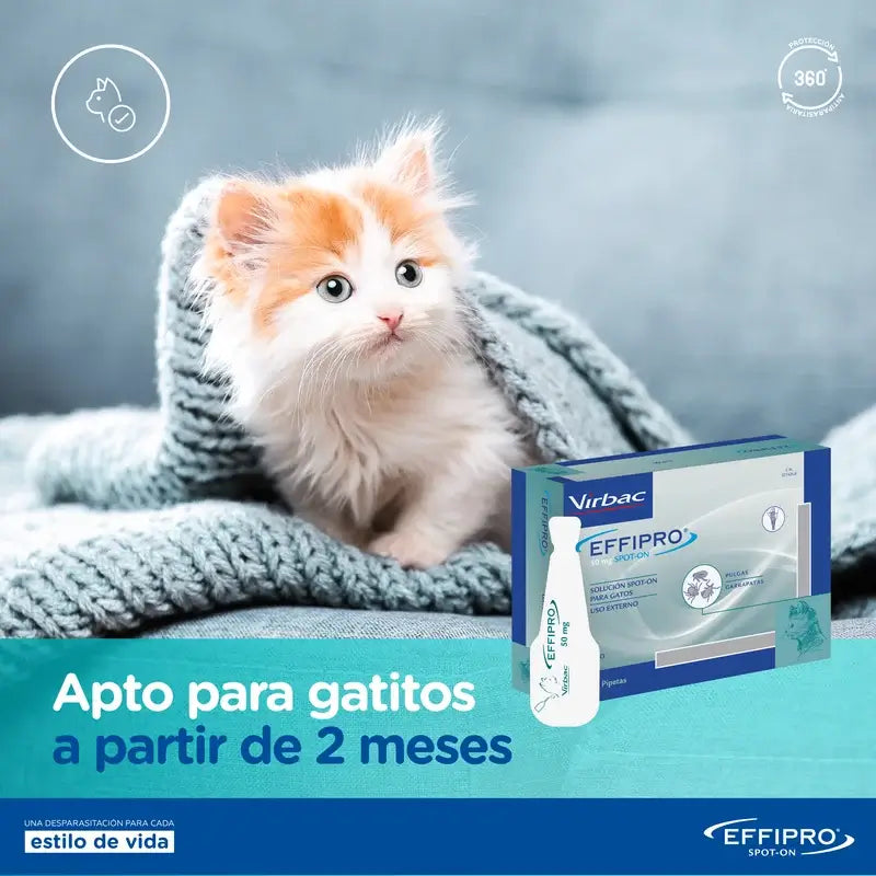 Effipro 50 Mg Spot-On Gatos, 4 Pipetas