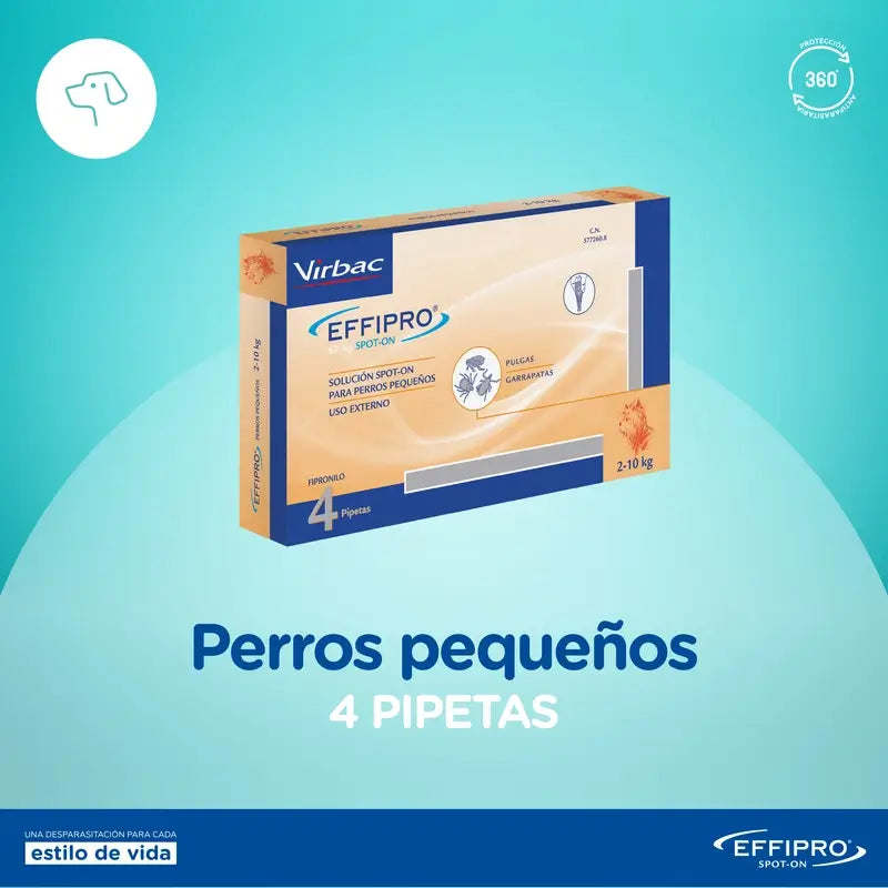 Effipro 67 Mg Spot-On Perros Pequeños 2-10Kg, 4 Pipetas