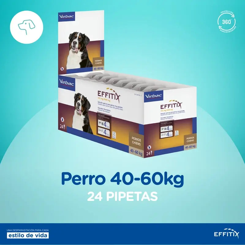 Effitix XL Antiparasitarios Perros Muy Grandes +40 Kg, 24 Pipetas