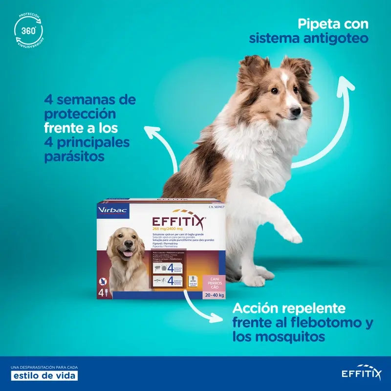 Effitix XL Antiparasitarios Perros Muy Grandes +40 Kg, 24 Pipetas