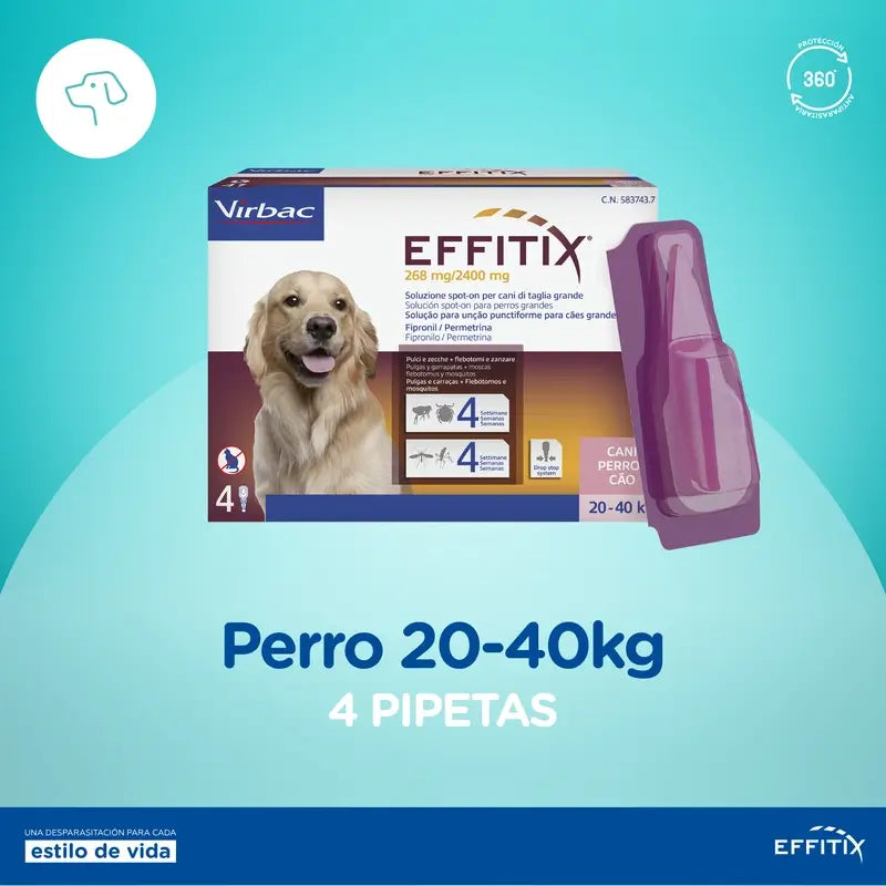 Effitix L Antiparasitarios Perros Grandes 20-40 Kg, 4 Pipetas