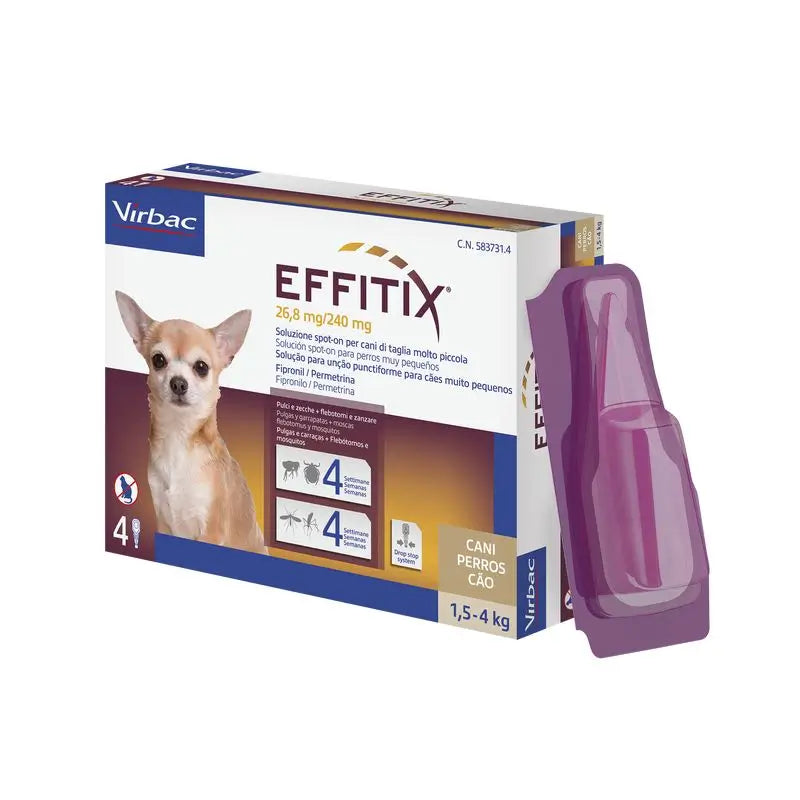 Effitix Xs Antiparasitarios Perros Muy Pequeños 1,5-4 Kg, 4 Pipetas