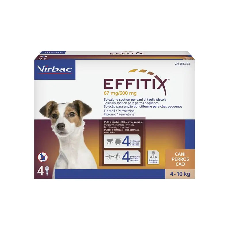 Effitix S Antiparasitarios Perros Pequeños 4-10 Kg, 4 Pipetas