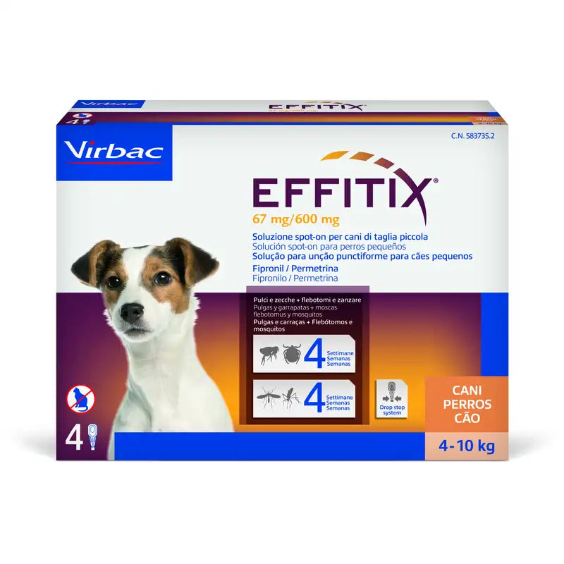 Effitix S Antiparasitarios Perros Pequeños 4-10 Kg, 4 Pipetas