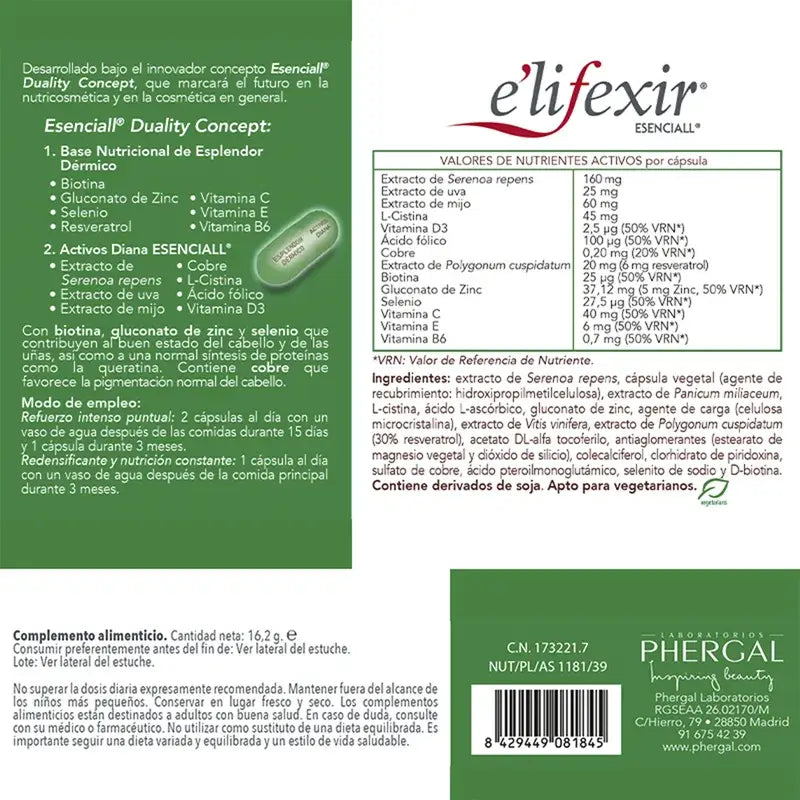 Elifexir Esenciall Pack Redensificante 60 Caps+ Suero 35 Ml.