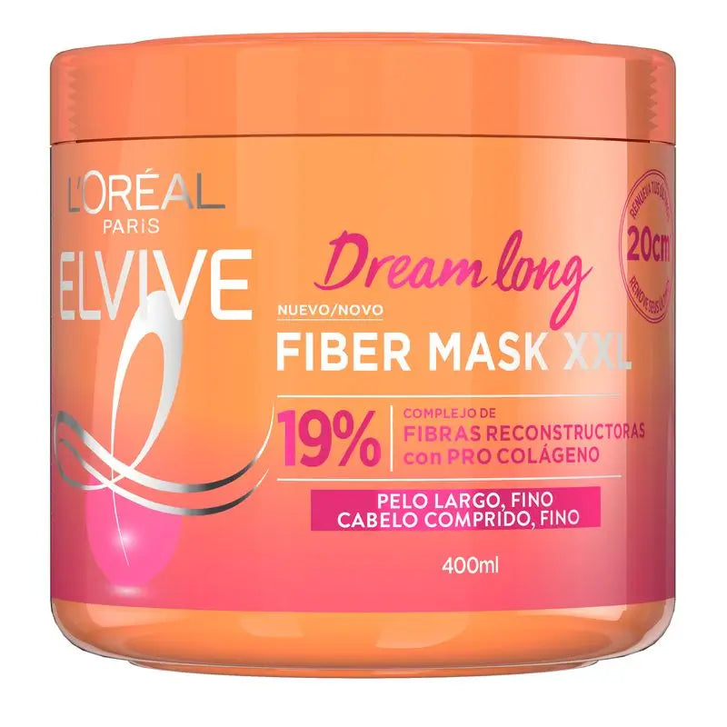 L'Oréal Paris Elvive Dream Long Fiber Mask Xxl Mascarilla Reparadora Para Pelo Largo, Fino.