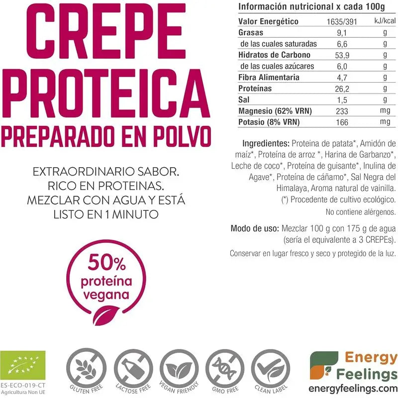 Energy Feelings Crepe Proteica Vegana 1Kg. Eco Vegan Sg**