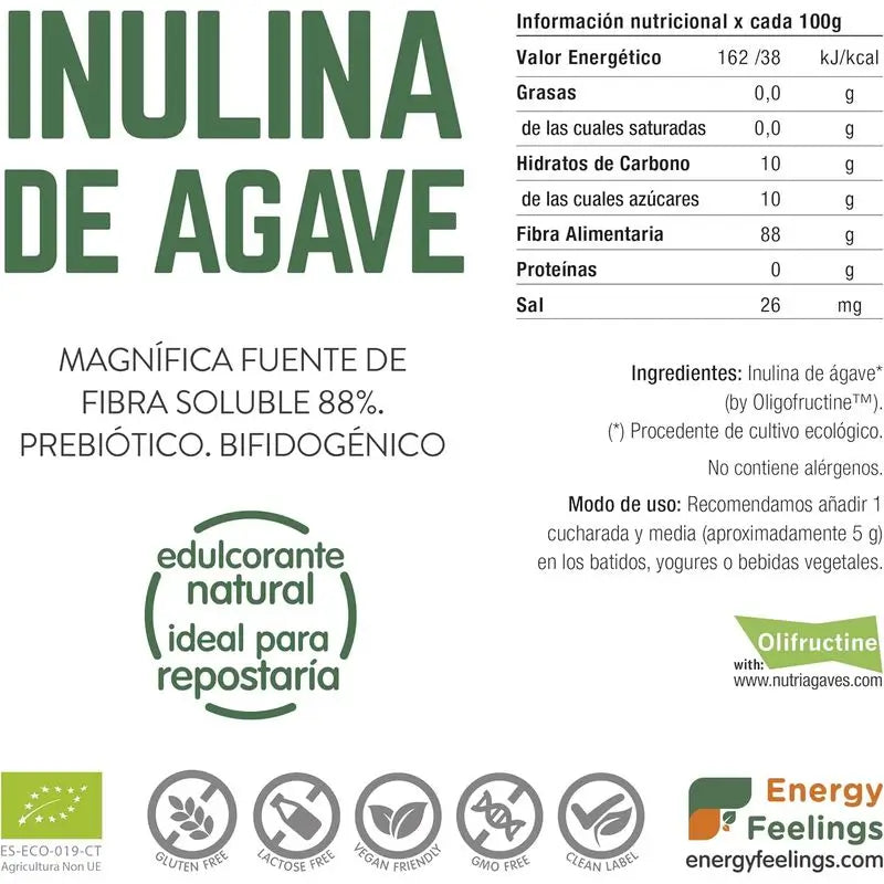 Energy Feelings Inulina De Agave Polvo 500Gr. Eco Vegan