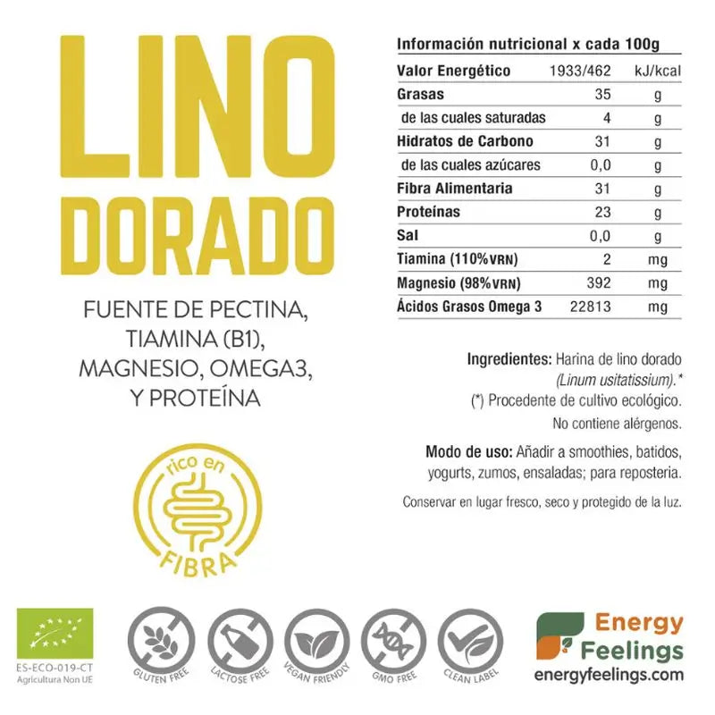 Energy Feelings Lino Dorado Polvo 500Gr. Eco Vegan Sg