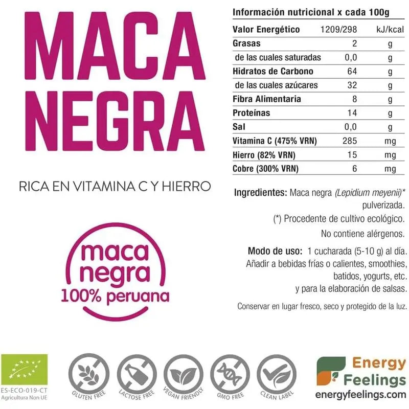 Energy Feelings Maca Negra Polvo 200Gr. Eco Vegan Sg