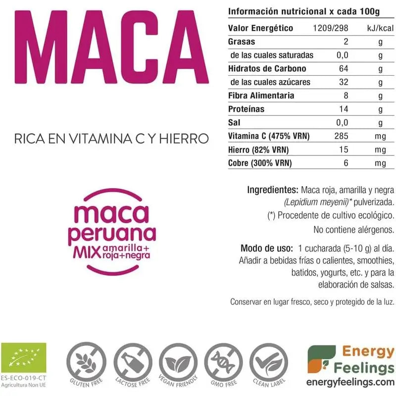 Energy Feelings Maca Polvo 1Kg. Eco Vegan Sg