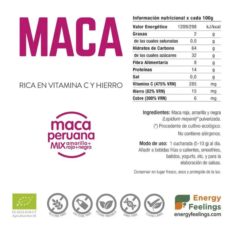 Energy Feelings Maca Polvo 200Gr. Eco Vegan Sg