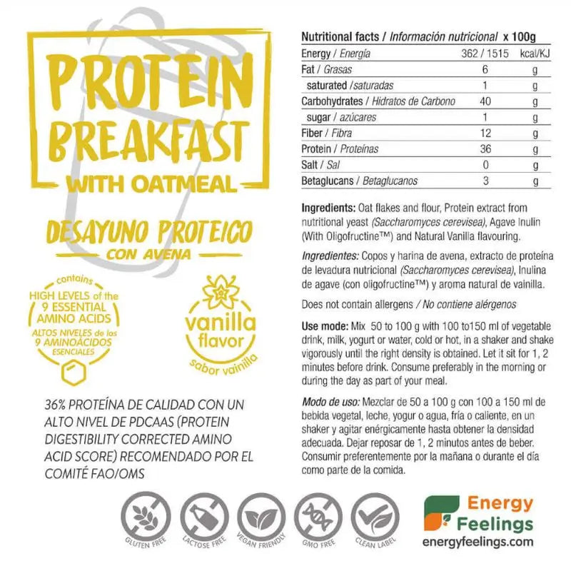 Energy Feelings Protein Breakfast Vainilla 1Kg. Eco