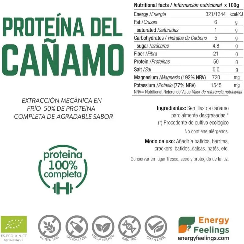 Energy Feelings Proteina De Cañamo 1Kg. Eco Vegan Sg